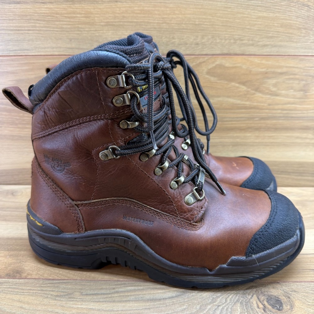 Dr Martens Industrial Grip Trak Steel Toe Boots Mens 9 Brown Leather Waterproof
